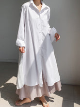 Loose Over Knee Pleated Ruffled Collar Solid Color Dress